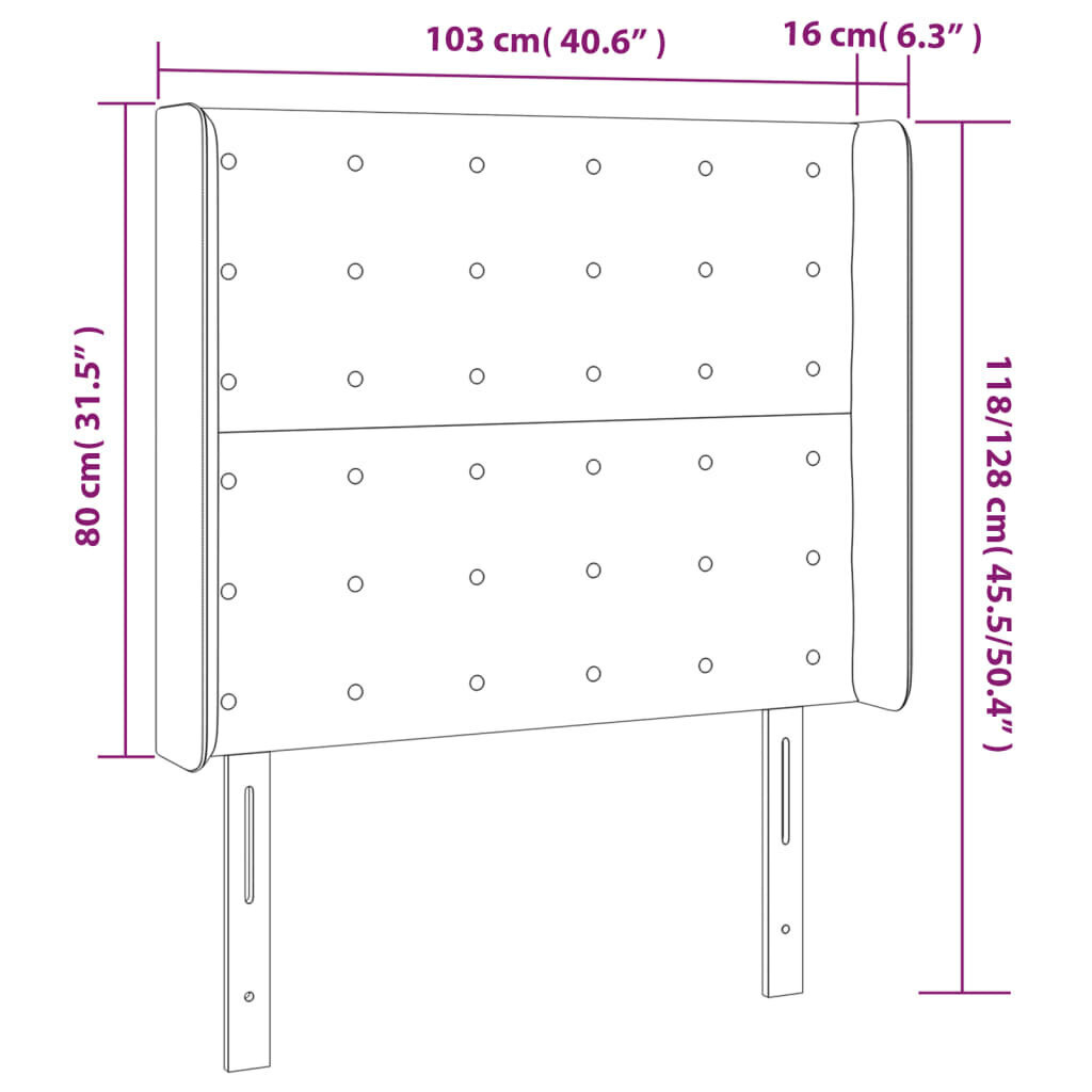 Galvgalis ar LED, tumši zils, 103x16x118/128cm, samta цена и информация | Gultas | 220.lv