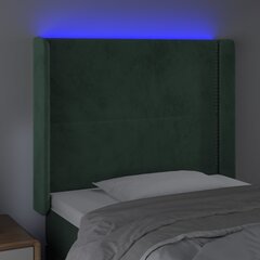 Galvgalis ar LED, tumši zaļš, 93x16x118/128cm, samta цена и информация | Кровати | 220.lv