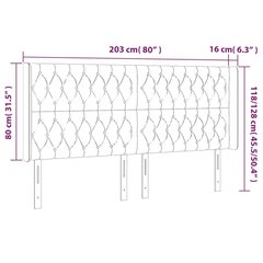 Galvgalis ar LED, pelēkbrūns, 203x16x118/128cm, auduma cena un informācija | Gultas | 220.lv