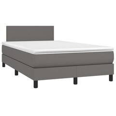 vidaXL atsperu gulta ar matraci, LED, pelēka, 120x200 cm, mākslīgā āda cena un informācija | Gultas | 220.lv