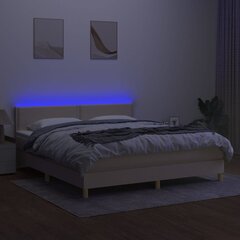 vidaXL atsperu gulta ar matraci, LED, krēmkrāsas audums, 160x200 cm цена и информация | Кровати | 220.lv