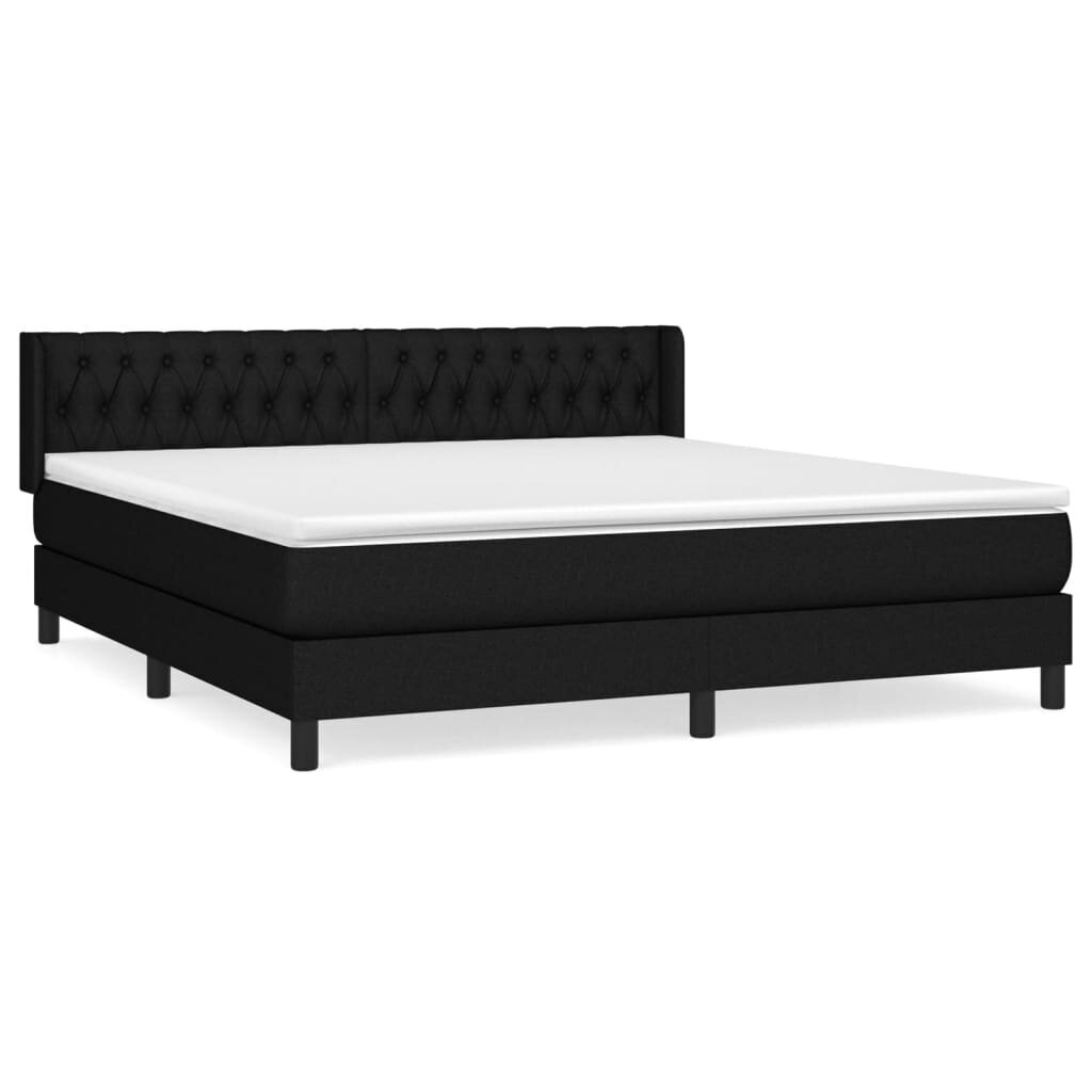 vidaXL atsperu gulta ar matraci, melns, 180x200 cm, audums цена и информация | Gultas | 220.lv