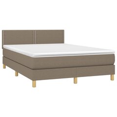 vidaXL atsperu gulta ar matraci, pelēkbrūns, 140x200 cm, audums cena un informācija | Gultas | 220.lv