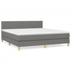 vidaXL atsperu gulta ar matraci, tumši pelēks, 160x200 cm, audums cena un informācija | Gultas | 220.lv