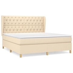 vidaXL atsperu gulta ar matraci, krēmkrāsas, 160x200 cm, audums cena un informācija | Gultas | 220.lv