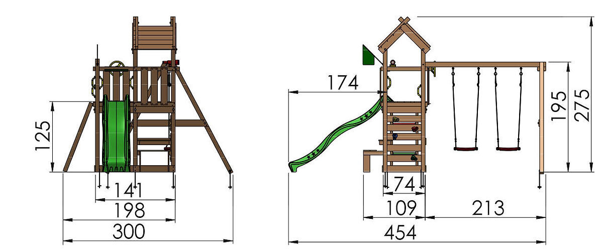 Bērnu rotaļu laukums Jungle Gym Teepee 2-Swing cena un informācija | Bērnu rotaļu laukumi, mājiņas | 220.lv