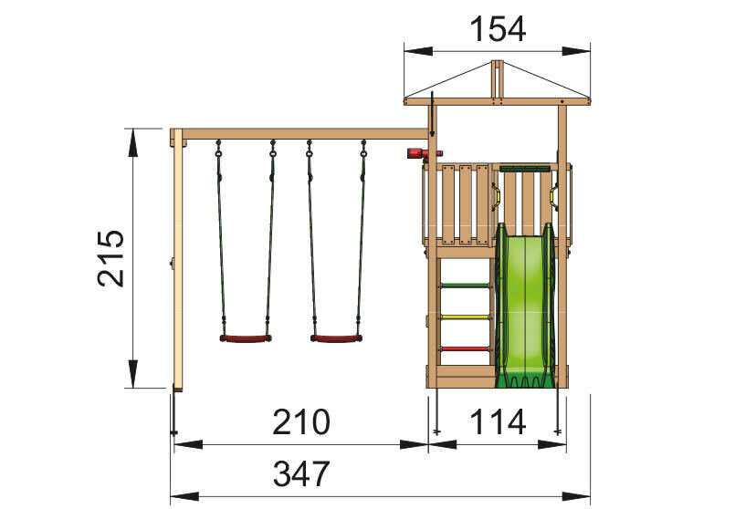 Bērnu rotaļu laukums Jungle Gym Hut 2-Swing cena un informācija | Dārza mēbeles bērniem | 220.lv