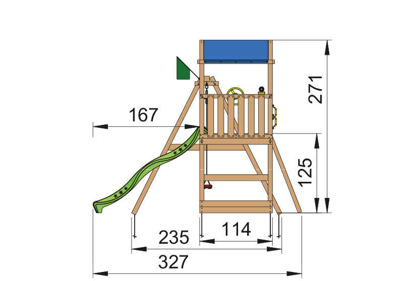 Bērnu rotaļu laukums Jungle Gym Hut 2-Swing cena un informācija | Dārza mēbeles bērniem | 220.lv