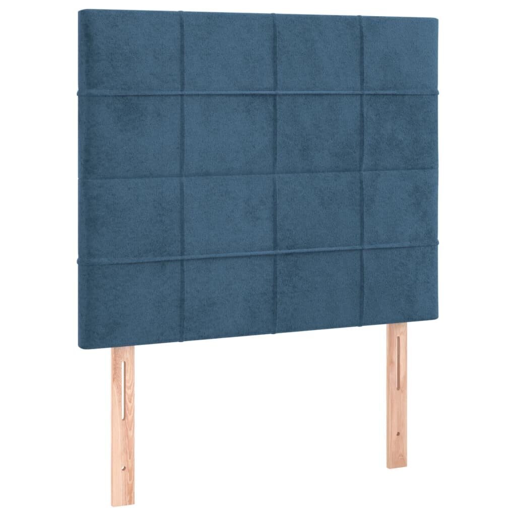 vidaXL atsperu gulta ar matraci, tumši zils samts, 100x200 cm cena un informācija | Gultas | 220.lv
