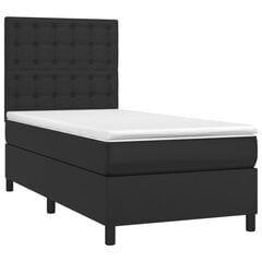 vidaXL atsperu gulta ar matraci, LED, melna, 90x200 cm, mākslīgā āda цена и информация | Кровати | 220.lv