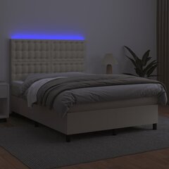 vidaXL atsperu gulta, matracis, LED, krēmkrāsas, 140x200 cm cena un informācija | Gultas | 220.lv