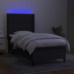 vidaXL atsperu gulta ar matraci, LED, melns audums, 100x200 cm cena un informācija | Gultas | 220.lv