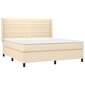 vidaXL atsperu gulta ar matraci, LED, krēmkrāsas audums, 180x200 cm cena un informācija | Gultas | 220.lv