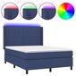 vidaXL atsperu gulta ar matraci, LED, zils audums, 140x190 cm цена и информация | Gultas | 220.lv