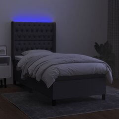 vidaXL atsperu gulta ar matraci, LED, tumši pelēks audums, 90x200 cm цена и информация | Кровати | 220.lv