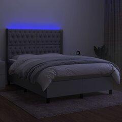 vidaXL atsperu gulta ar matraci, LED, gaiši pelēks audums, 140x190 cm цена и информация | Кровати | 220.lv