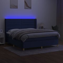 vidaXL atsperu gulta ar matraci, LED, zils audums, 160x200 cm цена и информация | Кровати | 220.lv