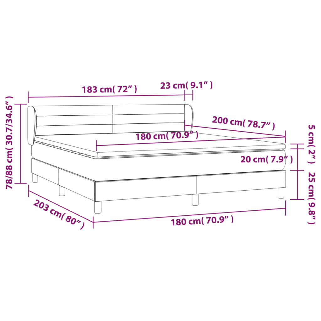 vidaXL atsperu gulta ar matraci, zils, 180x200 cm, audums цена и информация | Gultas | 220.lv