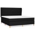 vidaXL atsperu gulta ar matraci, melns, 180x200 cm, audums