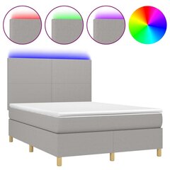 vidaXL atsperu gulta ar matraci, LED, gaiši pelēks audums, 140x190 cm цена и информация | Кровати | 220.lv