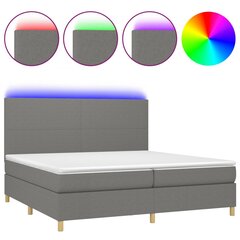 vidaXL atsperu gulta ar matraci, LED, tumši pelēka audums, 200x200 cm cena un informācija | Gultas | 220.lv