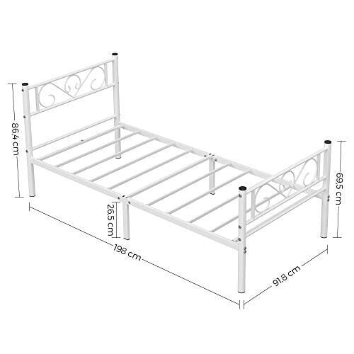 Vienvietīgās gultas rāmis 90x190 cm, balts cena un informācija | Gultas | 220.lv