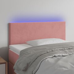 vidaXL gultas galvgalis ar LED, 80x5x78/88 cm, rozā samts cena un informācija | Gultas | 220.lv