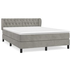 vidaXL atsperu gulta ar matraci, gaiši pelēka samts, 140x200 cm cena un informācija | Gultas | 220.lv
