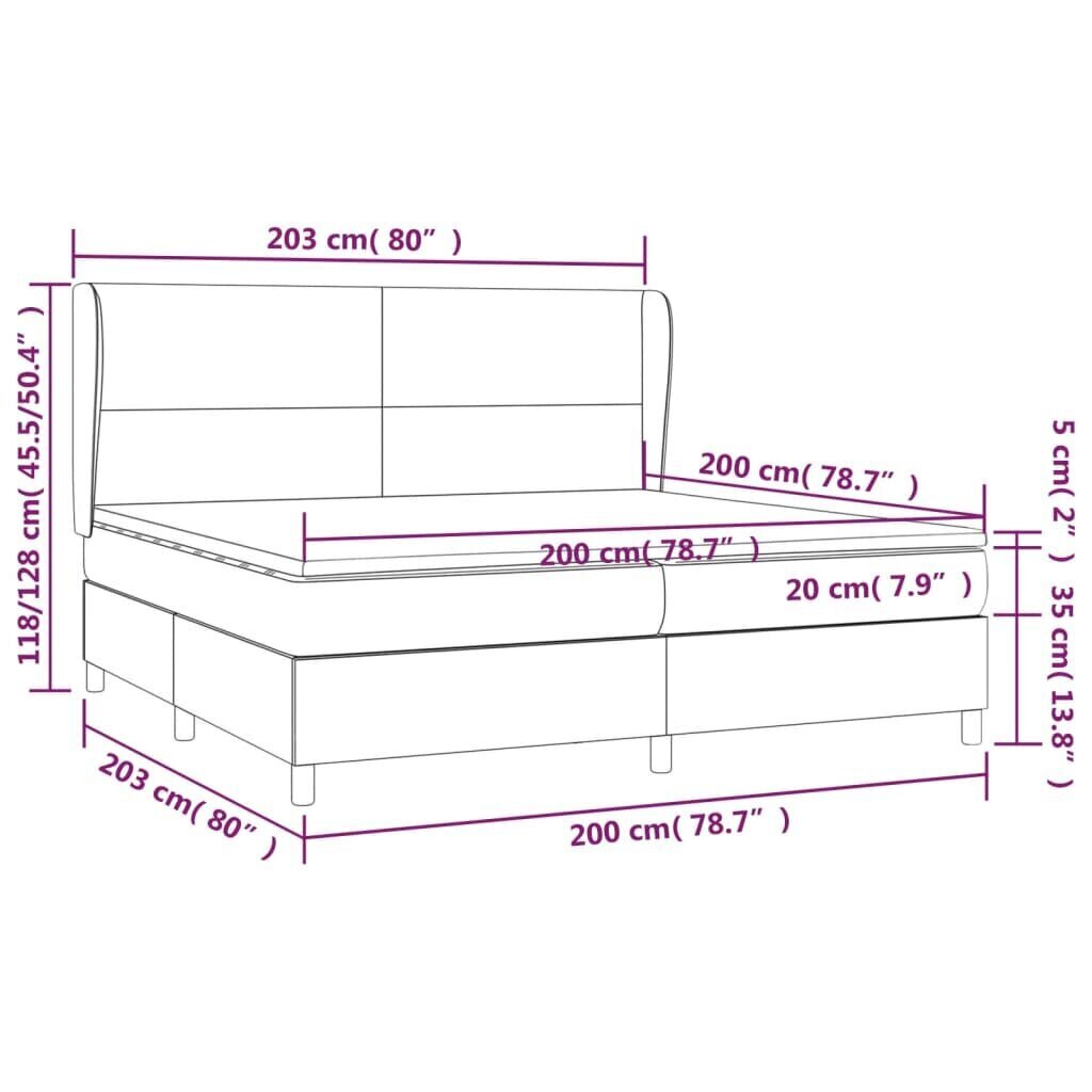 vidaXL atsperu gulta ar matraci, kapučīno, 200x200 cm, mākslīgā āda cena un informācija | Gultas | 220.lv