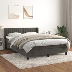 vidaXL atsperu gulta ar matraci, tumši pelēka samts, 140x200 cm цена и информация | Кровати | 220.lv