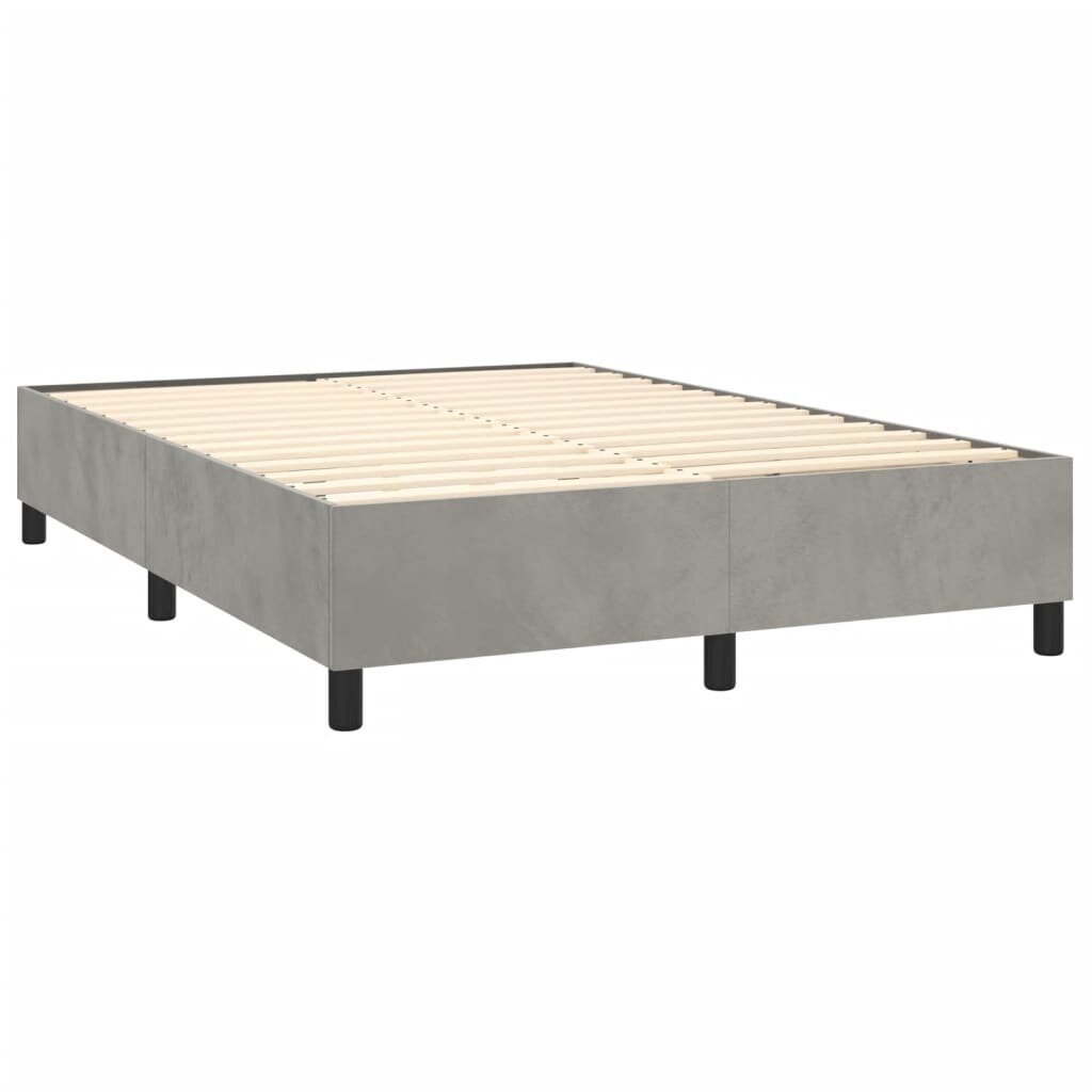 vidaXL atsperu gulta ar matraci, gaiši pelēks samts, 140x190 cm цена и информация | Gultas | 220.lv