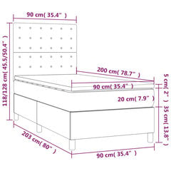 vidaXL atsperu gulta ar matraci, tumši zaļš samts, 90x200 cm цена и информация | Кровати | 220.lv