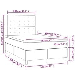 vidaXL atsperu gulta ar matraci, gaiši pelēks samts, 120x200 cm цена и информация | Кровати | 220.lv