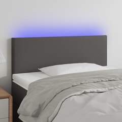 vidaXL gultas galvgalis ar LED, 80x5x78/88 cm, pelēka mākslīgā āda cena un informācija | Gultas | 220.lv