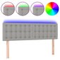 vidaXL gultas galvgalis ar LED, 144x5x78/88 cm, gaiši pelēks audums cena un informācija | Gultas | 220.lv