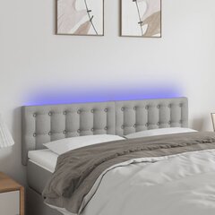 vidaXL gultas galvgalis ar LED, 144x5x78/88 cm, gaiši pelēks audums cena un informācija | Gultas | 220.lv