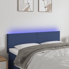 vidaXL gultas galvgalis ar LED, 144x5x78/88 cm, zils audums cena un informācija | Gultas | 220.lv