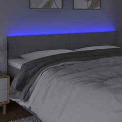 vidaXL gultas galvgalis ar LED, 160x5x78/88 cm, gaiši pelēks audums cena un informācija | Gultas | 220.lv