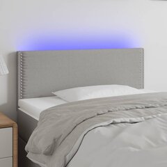 vidaXL gultas galvgalis ar LED, 100x5x78/88 cm, gaiši pelēks audums cena un informācija | Gultas | 220.lv