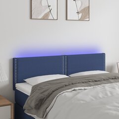 vidaXL gultas galvgalis ar LED, 144x5x78/88 cm, zils audums цена и информация | Кровати | 220.lv
