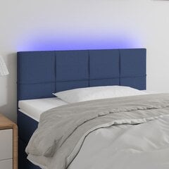 vidaXL gultas galvgalis ar LED, 90x5x78/88 cm, zils audums cena un informācija | Gultas | 220.lv