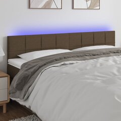 vidaXL gultas galvgalis ar LED, 160x5x78/88 cm, tumši brūns audums цена и информация | Кровати | 220.lv