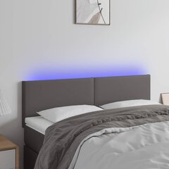 vidaXL gultas galvgalis ar LED, 144x5x78/88 cm, pelēka mākslīgā āda cena un informācija | Gultas | 220.lv