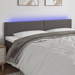 vidaXL gultas galvgalis ar LED, 180x5x78/88 cm, pelēka mākslīgā āda cena un informācija | Gultas | 220.lv