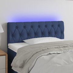 vidaXL gultas galvgalis ar LED, 90x7x78/88 cm, zils audums cena un informācija | Gultas | 220.lv