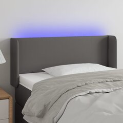 vidaXL gultas galvgalis ar LED, 93x16x78/88 cm, pelēka mākslīgā āda цена и информация | Кровати | 220.lv