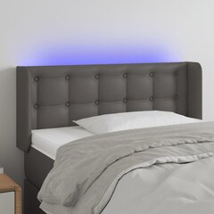 vidaXL gultas galvgalis ar LED, 83x16x78/88 cm, pelēka mākslīgā āda cena un informācija | Gultas | 220.lv