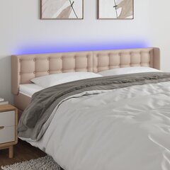 vidaXL gultas galvgalis ar LED, 163x16x78/88 cm, kapučīno mākslīgā āda цена и информация | Кровати | 220.lv