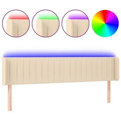 vidaXL gultas galvgalis ar LED, 163x16x78/88 cm, krēmkrāsas audums cena un informācija | Gultas | 220.lv