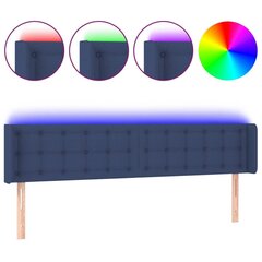 vidaXL gultas galvgalis ar LED, 163x16x78/88 cm, zils audums cena un informācija | Gultas | 220.lv